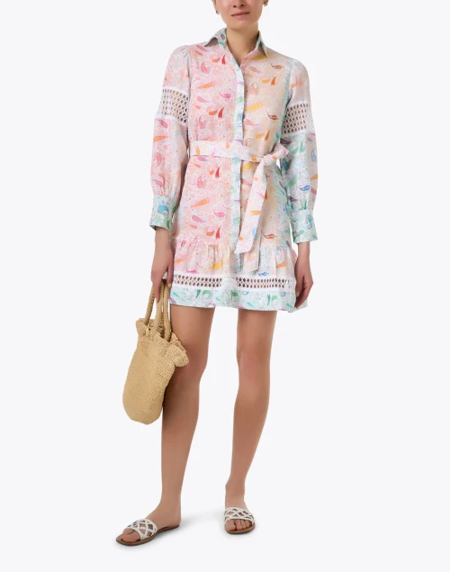 Leo Multi Paisley Print Linen Shirt Dress