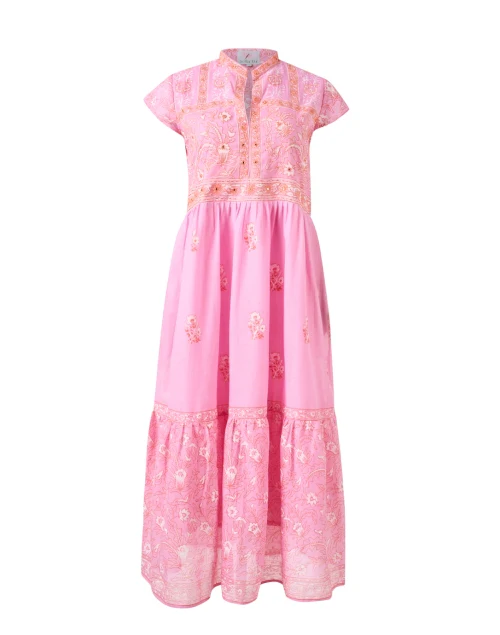 Pink and Orange Embroidered Dress