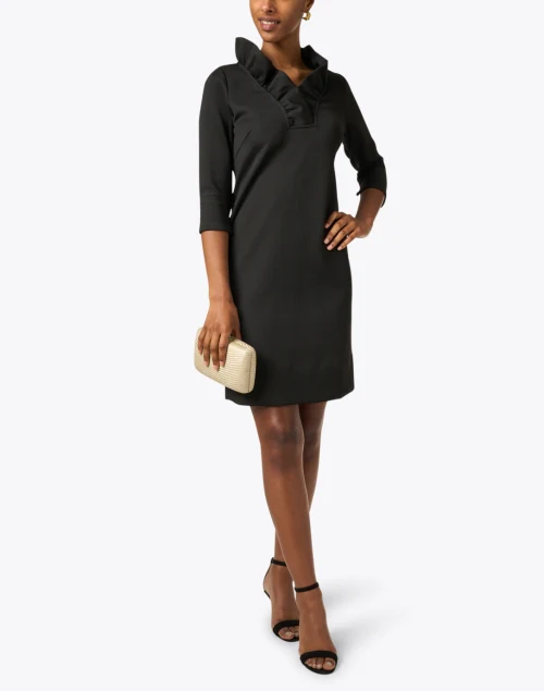 Black Ruffle Neck Dress