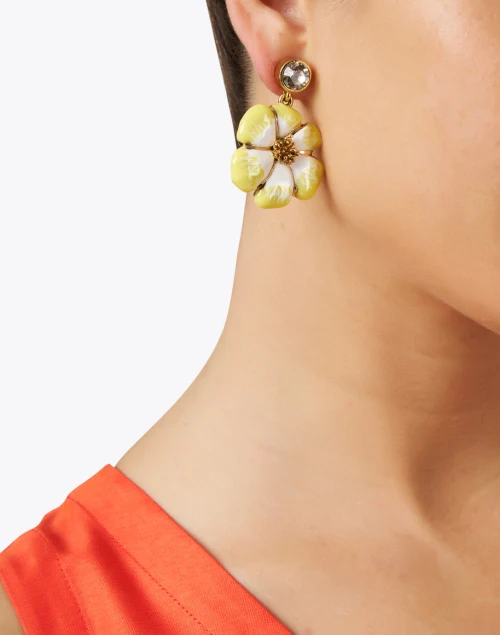 Yellow Flower Drop Earrings