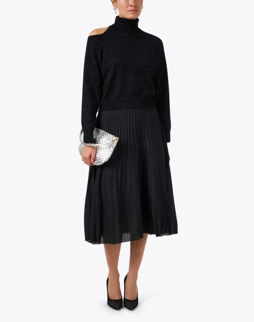 Black Merino Wool Plisse Skirt