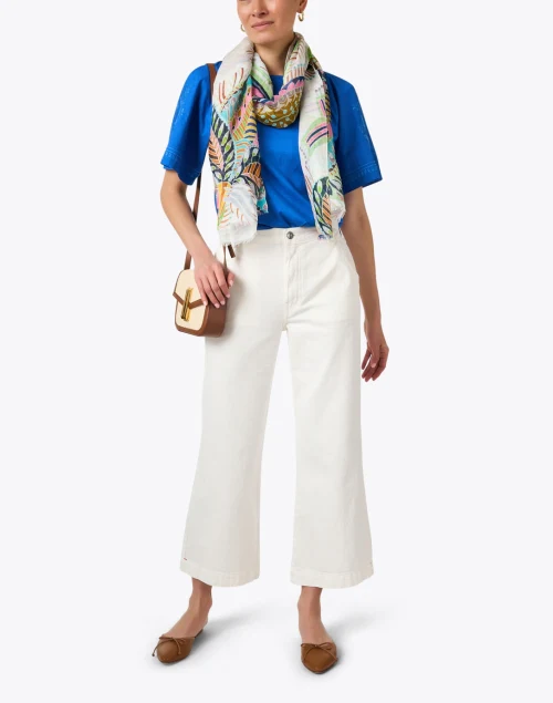 Livorno Blue Embroidered Top