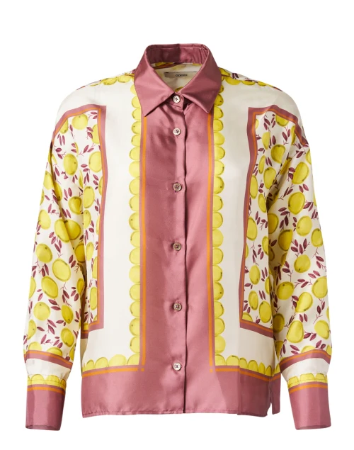 Citrus Print Silk Blouse