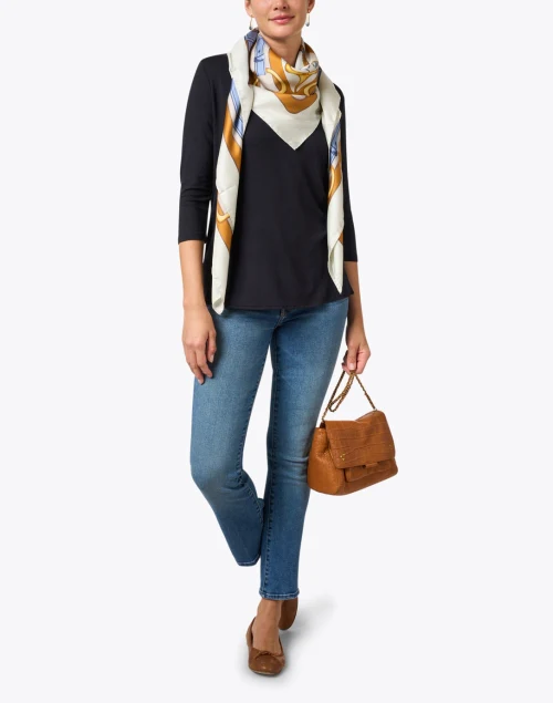 Navy Boatneck Top