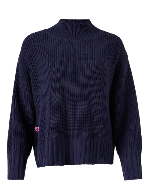 Marlowe Indigo Embroidered Cotton Sweater