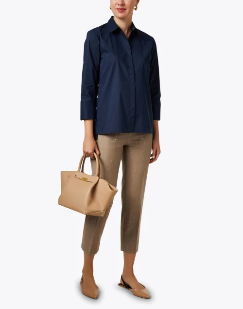 Maxine Navy Stretch Cotton Shirt