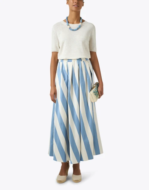 Vidim Blue and White Striped Skirt