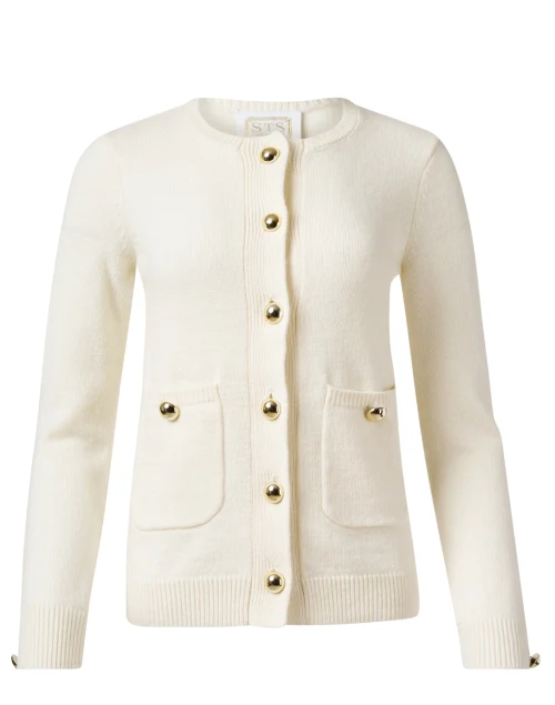 Classic Ivory Wool Cardigan