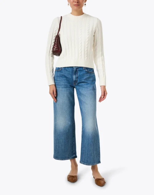 White Cable Knit Cotton Sweater