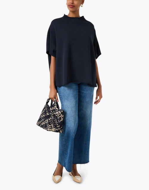 Audrey Navy Cotton Top