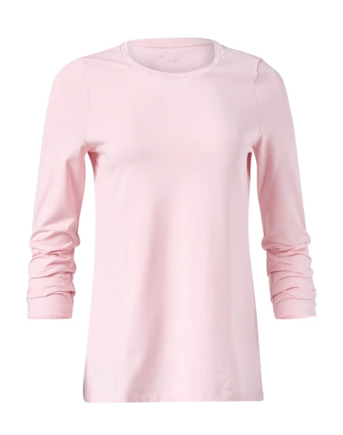 Pale Pink Pima Cotton Ruched Sleeve Tee