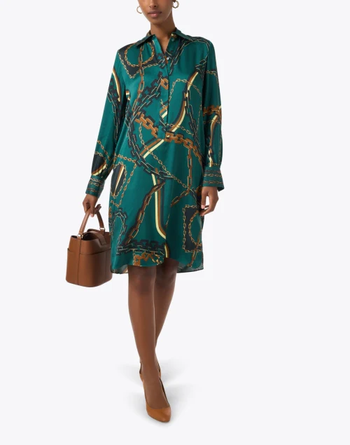 Green Chain Print Dress