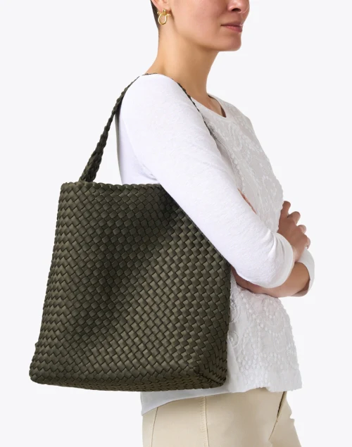 Nomad Green Woven Hobo Handbag