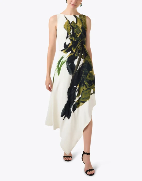 White Print Crepe Dress