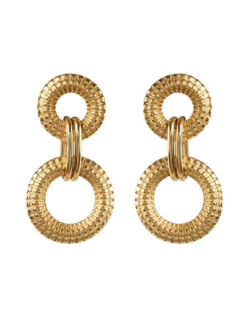 Gold Textured Drop Link Earrings