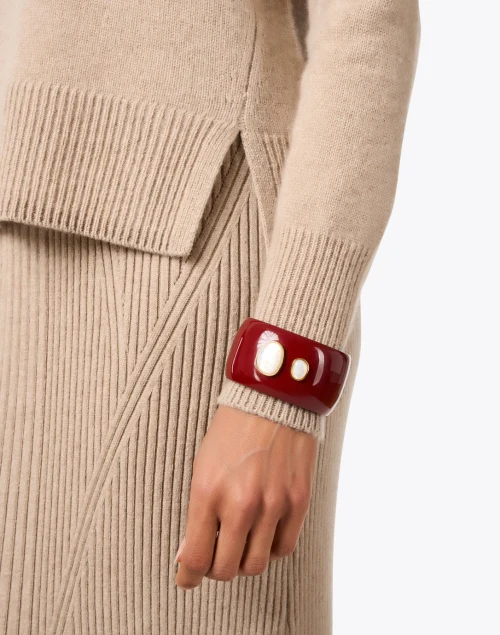 Lana Red Pearl Cuff Bracelet