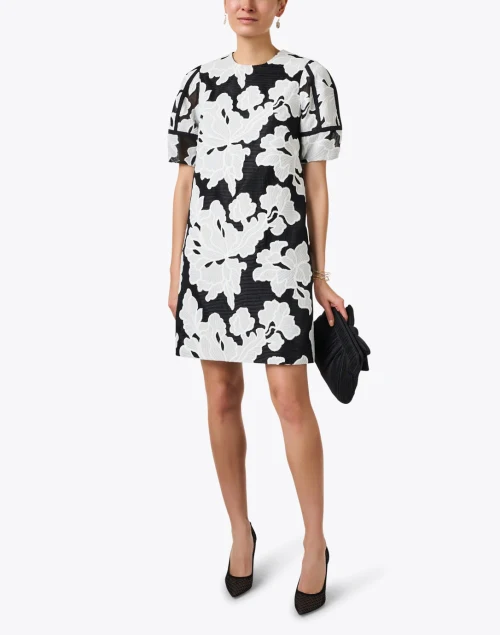 Black and White Floral Embroidered Dress