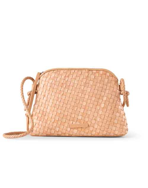 Mallory Beige Woven Leather Crossbody Bag