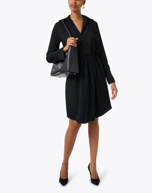 Black Wrap Shirt Dress