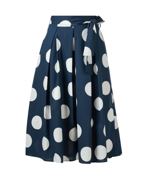 Navy Polka Dot Print Skirt