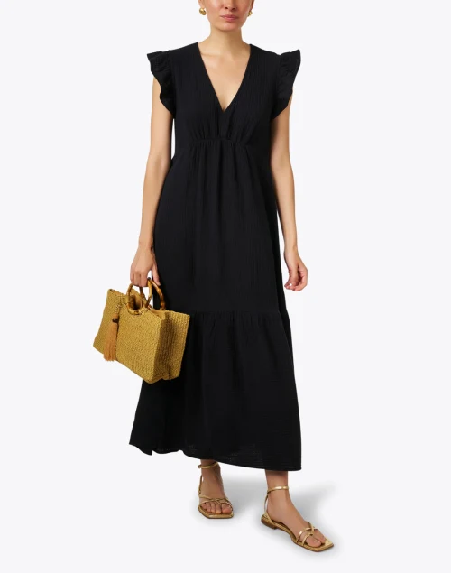 Ruby Black Cotton Gauze Dress