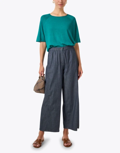 Esmeralda Teal Linen Cotton Top