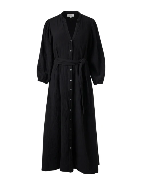 Selene Black Cotton Gauze Dress