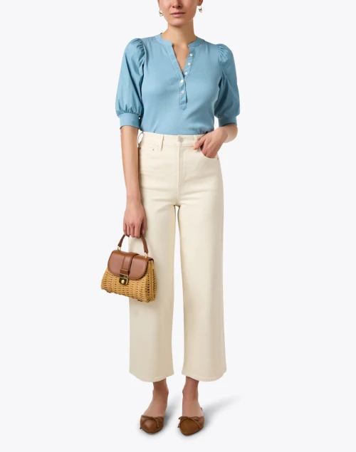 Coralee Blue Puff Sleeve Top