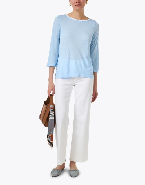 Light Blue and White Knit Top