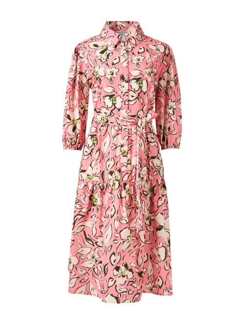 Cassie Pink Floral Print Cotton Shirt Dress