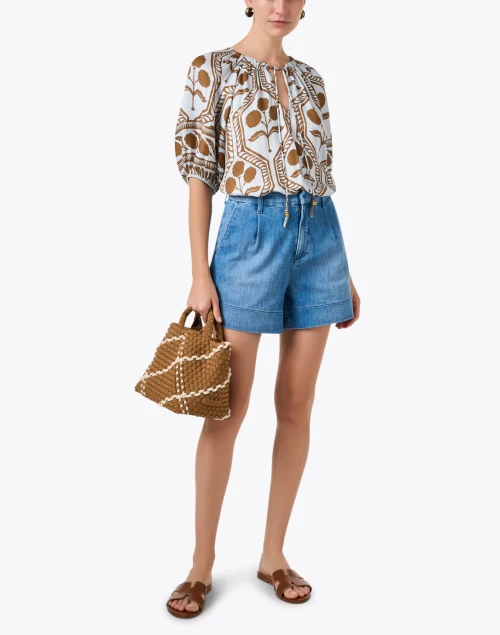 Isla Blue and Brown Print Blouse