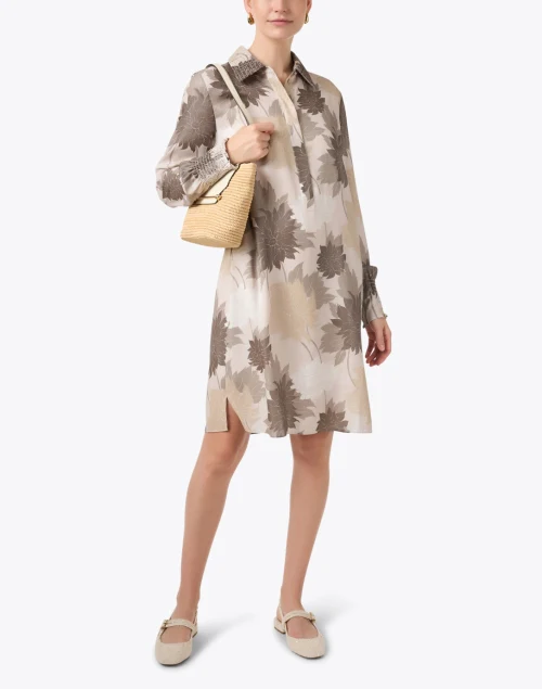 Neutral Floral Print Dress