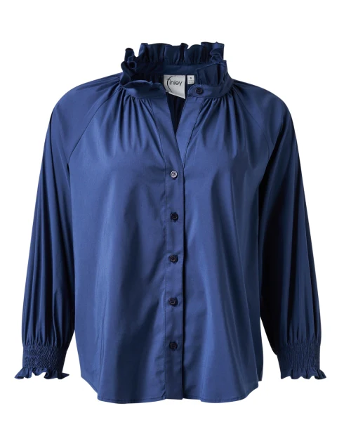Fiona Navy Silky Poplin Shirt