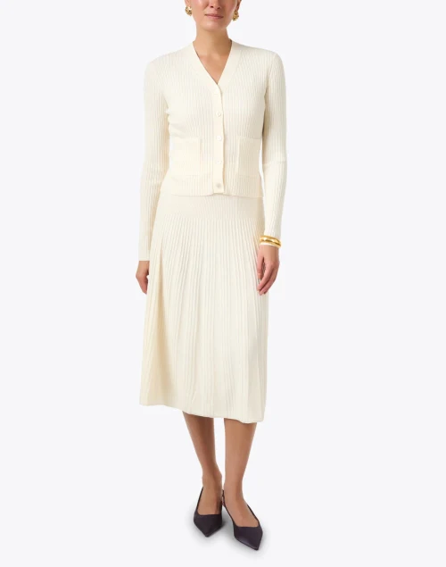 Ivory Pleated Wool Skirt