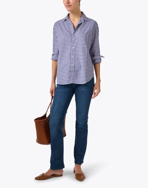 Eileen Navy Check Cotton Shirt