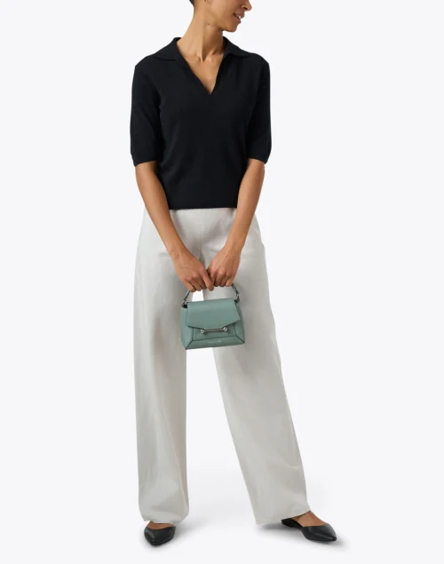 Black Cashmere Silk Polo Top