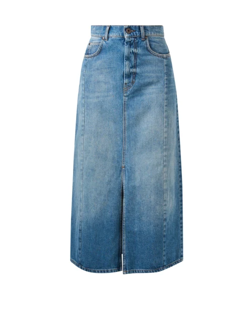 Gesso Cotton Denim Midi Skirt