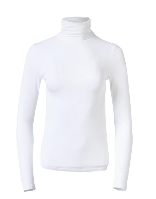 White Stretch Turtleneck Top
