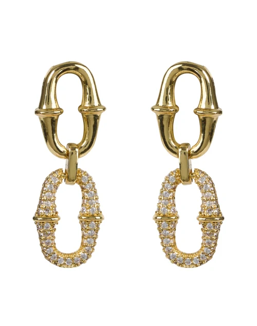 Gold Pave Link Drop Earrings
