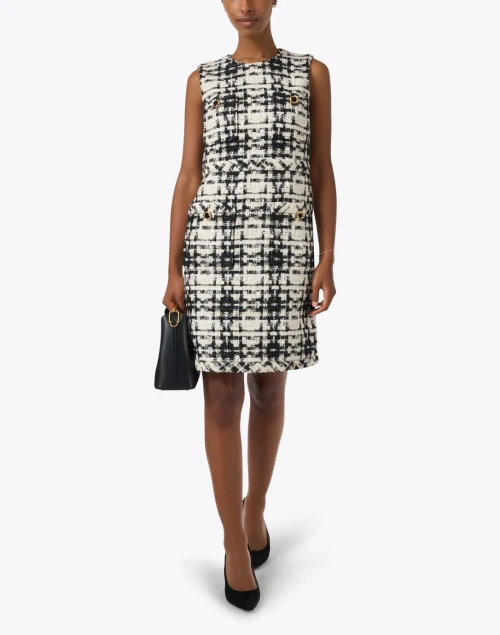 Black and White Plaid Tweed Dress