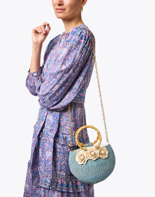 Soraya Blue Straw Basket Bag