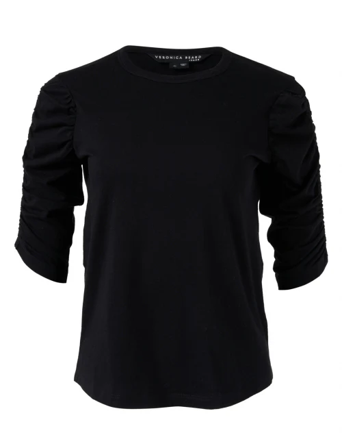 Waldorf Black Ruched Pima Cotton Tee
