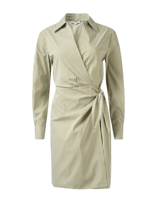 Furrow Green Striped Cotton Wrap Dress