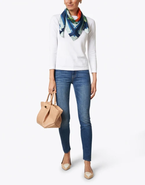 White Pima Cotton Boatneck Sweater