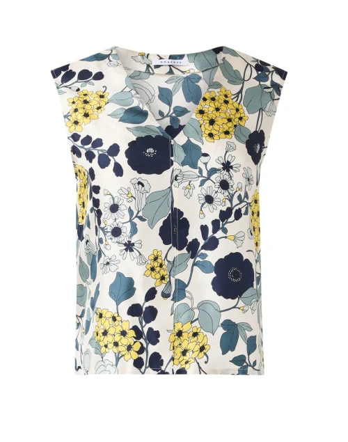 Blue Floral Silk Top
