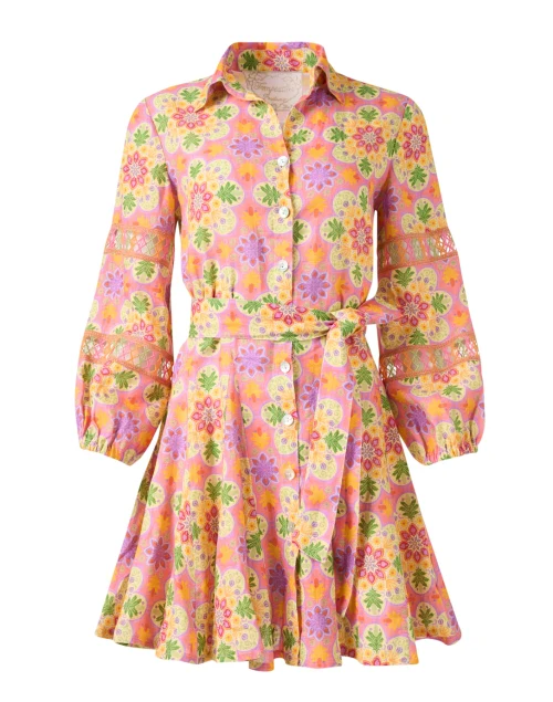 Versilia Multi Print Embroidered Linen Dress