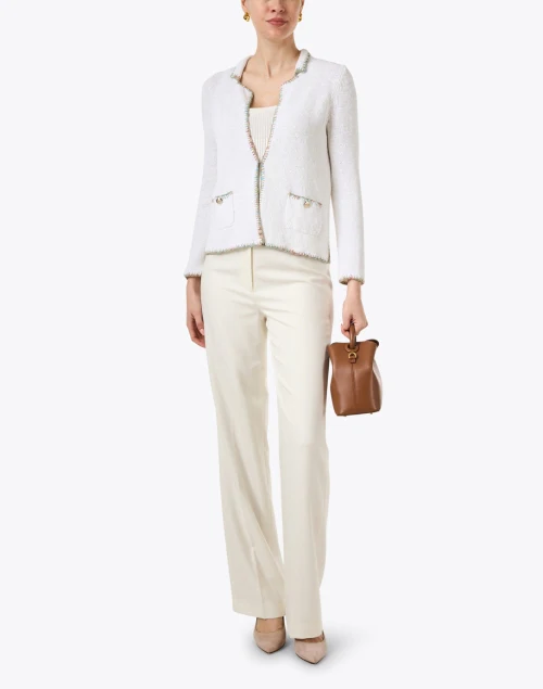 Sabrina White Multi Stitch Cardigan