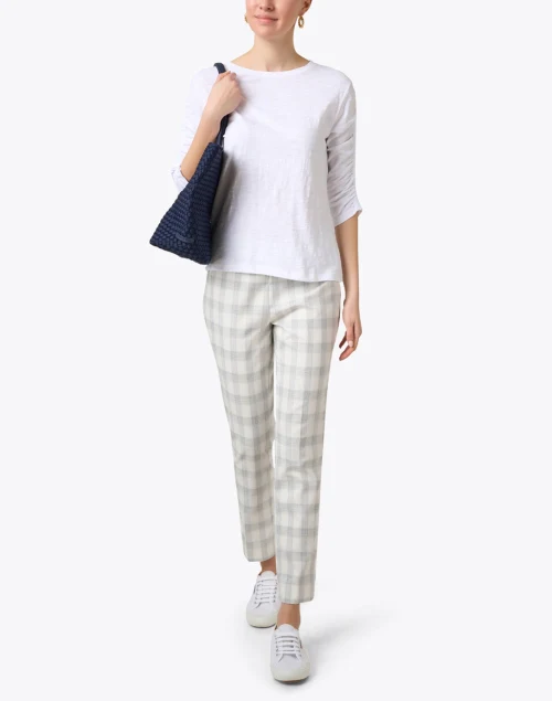 White Cotton Ruched Sleeve Top