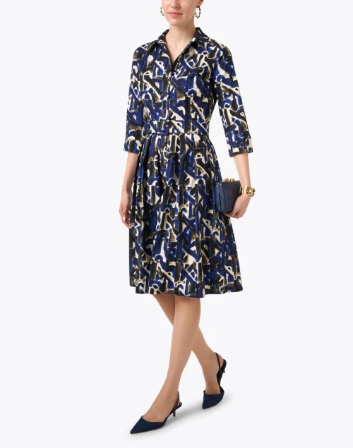 Audrey Multi Abstract Print Cotton Stretch Dress