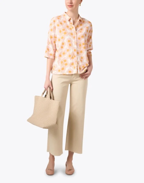 Orange and Pink Floral Print Shirt